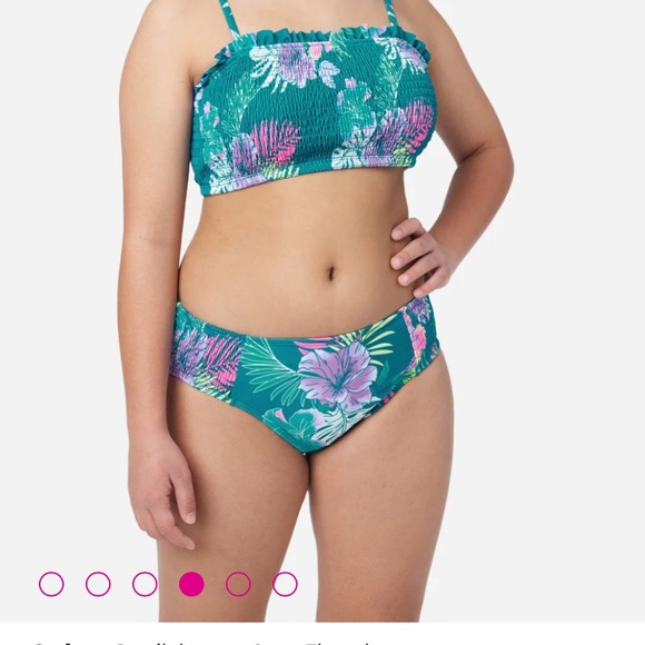 Girls Size 7/8 (Small)Two-Piece Swimsuit Bikini, Pretty Teal Green and Pink. - Picture 3 of 10